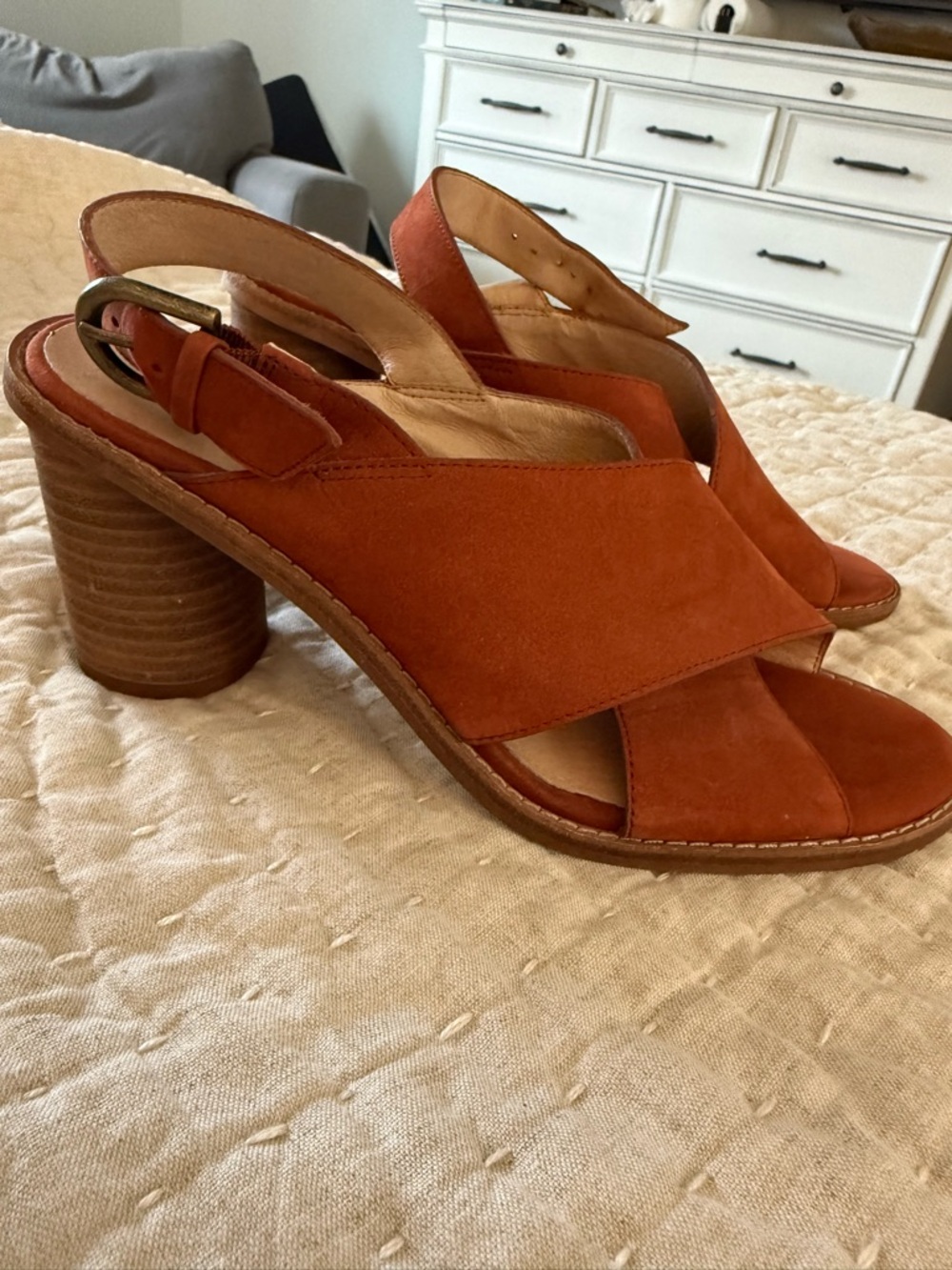 Madewell rust orange heels